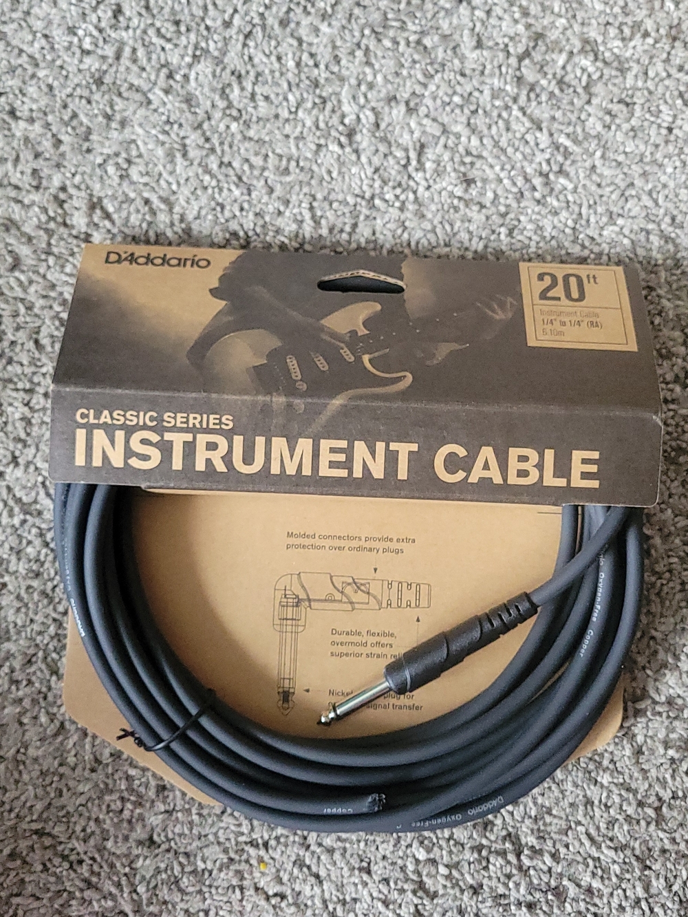 D'Addario 20ft Classic Series Instrument Cable - Black